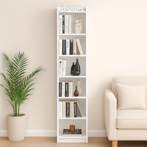 Image of ECOLINE 7 Tier Engineered Wood Book Shelf for Home Library | White | Multipurpose engineered wood bookcase. Ideal as a storage rack and display shelf for living room, bedroom, office & kitchen.