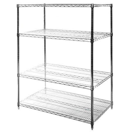 Shelving Inc. 24"d x 42"w x 54"h Chrome Wire Shelving with 4 Tier Shelves, Weight Capacity 800lbs Per Shelf