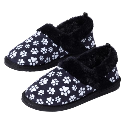 GreaterGood Paw Print Faux Fur Lined Indoor/Outdoor Slippers