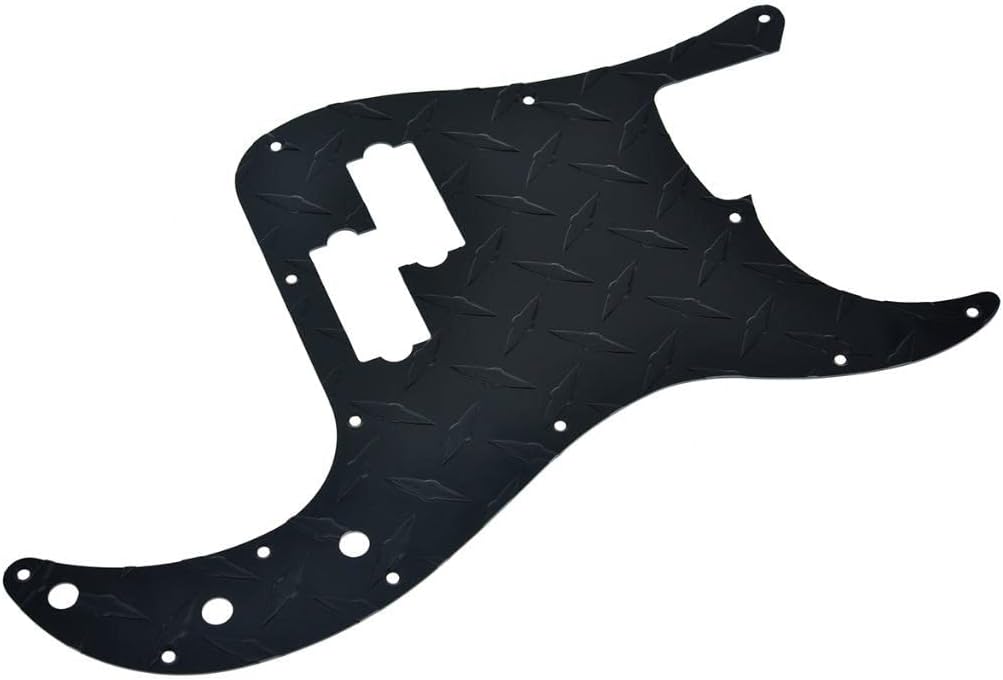 KAISH Premium 13-Hole Metal Diamond Plate Modern Style Standard Precision P Bass Pickguard Aluminium Anodized PB Pickguard for American FD P Bass Black