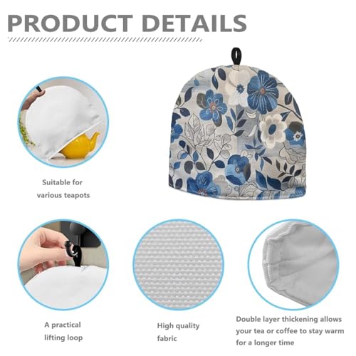 Image of Hudotybom Hibiscus Flower Tea Pot Cozies, Coffee Breakfast Warmer Teapot Dustproof Insulated Covers Tea Kettle Quilt for Kitchen Home Table Hotel Party Restaurant Home Decoration