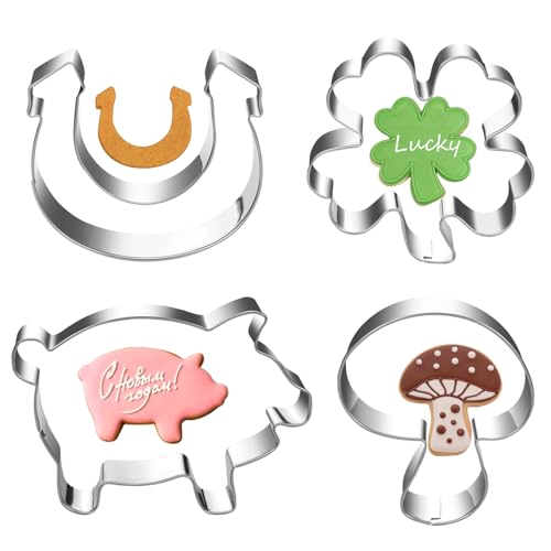 4 Pezzi Stampini per Biscotti a Forma di Maialino, Set di Formine per Biscotti Animali, Stampi Biscotti per Acciaio Inossidabile, Tagliabiscotti Pasticceria Maialino per Decorazioni in Fondente