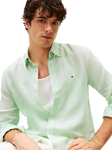Image of Tommy Hilfiger Men's Long Sleeve Casual Linen Button Down Shirts in Regular Fit