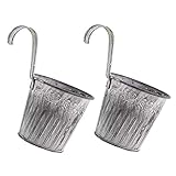 2 Piezas Macetero Rústico Vintage De Hierro Florero Vintage De Hierro Colgante Maceta Vintage con Gancho para Plantas, Maceteros Colgantes con Gancho y Ventana