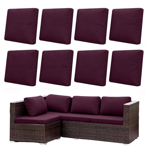 Morbuy 8 Pack Elastic Outdoor Cushion Covers, Water Resistant Garden Seat Cushion Covers, Replacement Patio Furniture Cushion Slipcovers for Rattan Corner Sofa (Pink Purple) — image 1