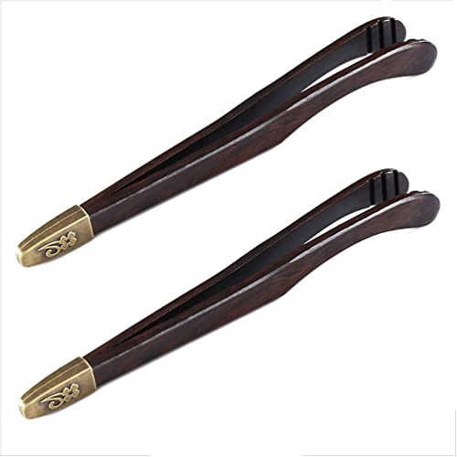 2 Pcs Wooden Curved Tea Tongs (18cm)