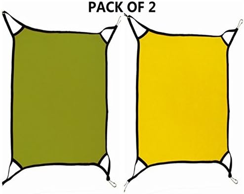 Cat Hammock 2pcs, Petforu Hanging Comfortable Soft Fleece Pet Crate & Window Perches (Green + Yellow)