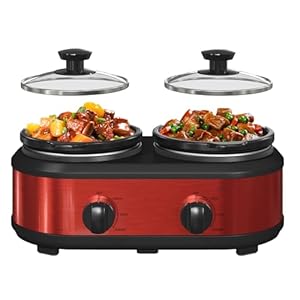 Doubleslowcookerbuffetserverandwarmerssmallslowcookerwith3individualadjustabletempdishwashersafedualceramicpotstotal25quartsred Urban Country Home Decor Double slow cooker buffet server and warmers small slow cooker with 3 individual adjustable temp dishwasher safe dual ceramic pots total 25 quarts red urban country home decor
