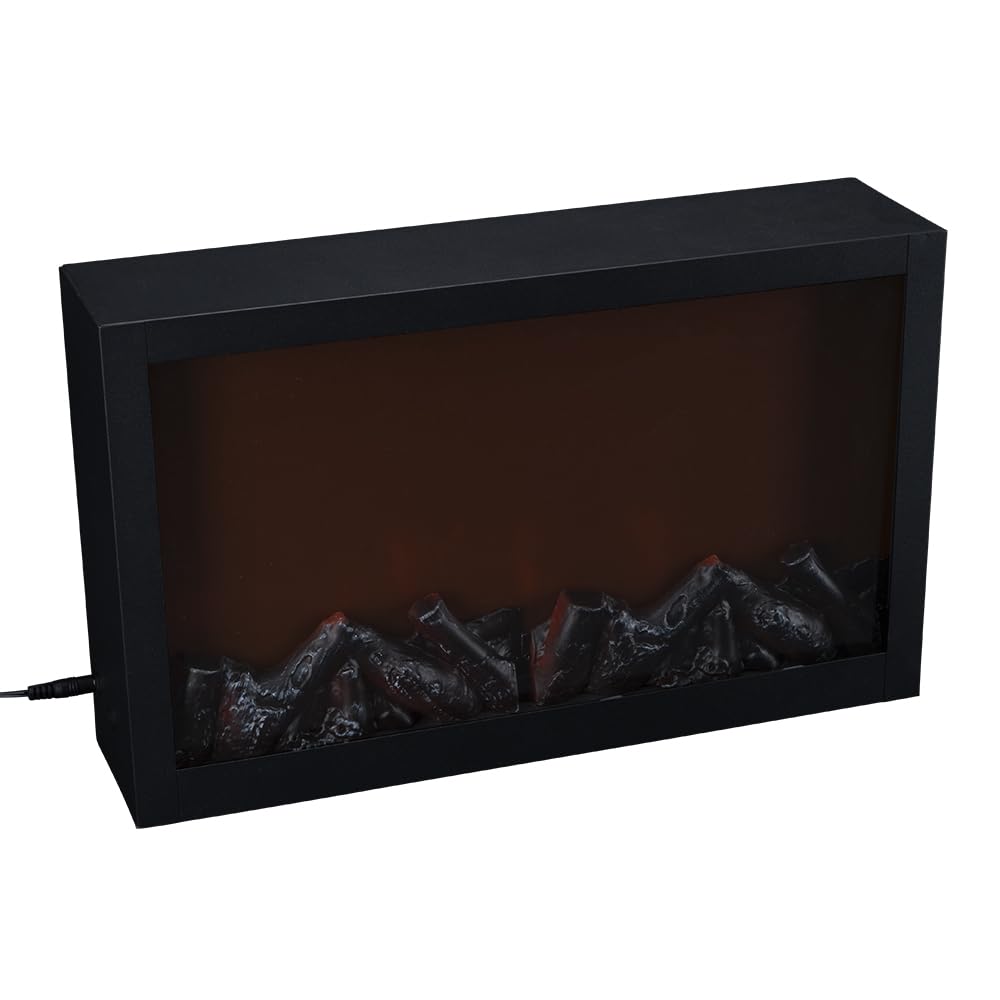 Ideen mit Herz Cheminée LED décorative - Électrique - Sans chauffage - Effet feu réel - 41 x 10 x 25 cm - Fonction minuterie (6 h allumées, 18 h éteintes)