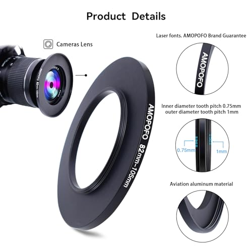 Image of 82mm to 105mm Step-Up Ring Filter adapter /82mm to 105mm Camera Filter Ring for 105 mm UV,ND,CPL,Metal Step Up Ring