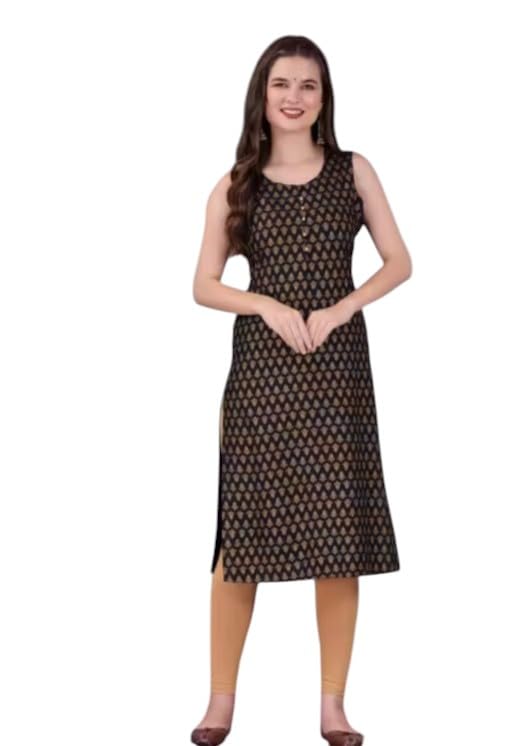 Sleeveless Kurti, Rayon Floral Printed, Round Neck, Straight Fit, Casual Wear SRF6-STRAIGHT Kurta-picture-45
