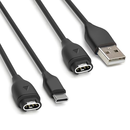 2-Pack USB-C & USB-A Charging Cable for Garmin Watch, Fast Charging Replacement Cord Compatible with Fenix, Forerunner, Venu, Vivoactive, Instinct, Epix – Durable 3.3ft Garmin Charger Cable