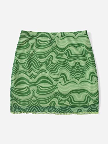 Women Floral Mesh Casual Overlay Skirt3