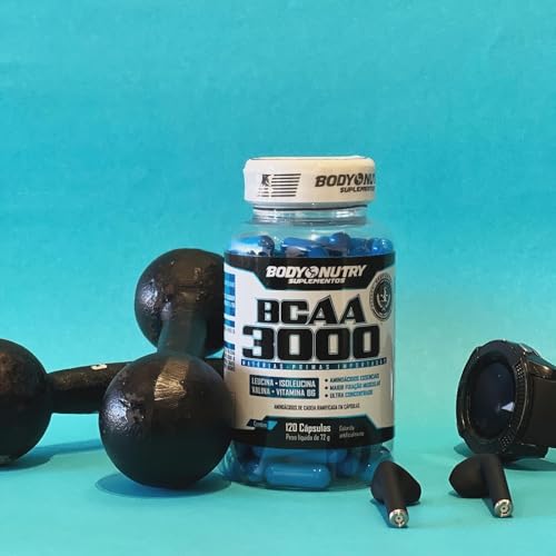 BCAA 3000 120 Capsulas Aminoacidos Essenciais Enriquecido com vitamina B6 Sem Sabor Ultra Concentrad