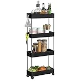 NOTHEIA Slim Storage Cart 4-Tier, Bathroom Organization Slide Out Cart, Laundry Room Organization...