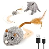 COSOWO USB Rechargeable Electric Mouse Cat Toy with Squeaky Sound, Interactive Toys for Indoor Cats, Automatic Mice Kitty Toys with Realistic Chirping, Fun Exercise Hunting Plaything for Pets