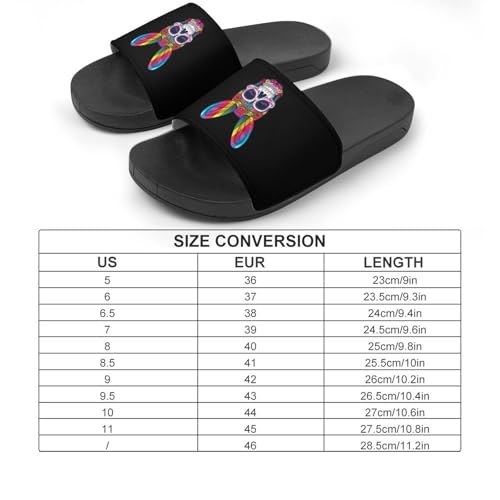 Rainbow Flag Skull Bunny Ears Easter Gay Unisex Shower Shoes House Slippers Non-Slip Indoor Bathroom Shoes for Pool Beach 38 (240mm)2