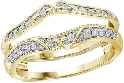Purvika Jewels 14k Yellow Gold Plated Vintage 2.00Ct Round Cut Lab Created Diamond Ring Guard Wrap Solitaire Enhancer