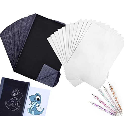 AGROKO 120 folhas de papel de transferência de carbono 29,7 x 21,1 cm com 5 canetas de rastreamento