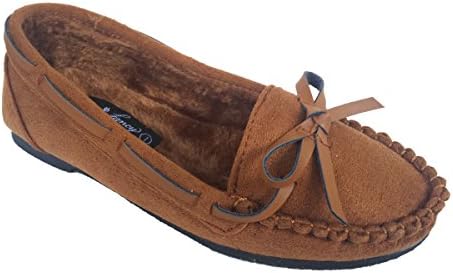 Elegant Kids Casual Faux Suede Camel Color Moccasin Loafers, Cute and Comfortable 2, M US Little Kids