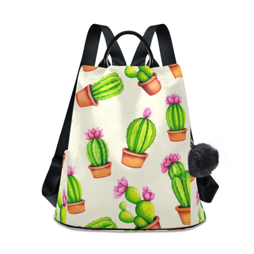 Sac à dos pour femme contre le vol avec poche zippée dos et motif cactus