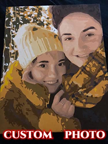 YEESAM ART Customize"Paint by Numbers Kits" with Your Own Photos Pictures, Personalized Custom Made Photo DIY Number Painting for Adults Linen Canvas (Without Frame, 16"x20")