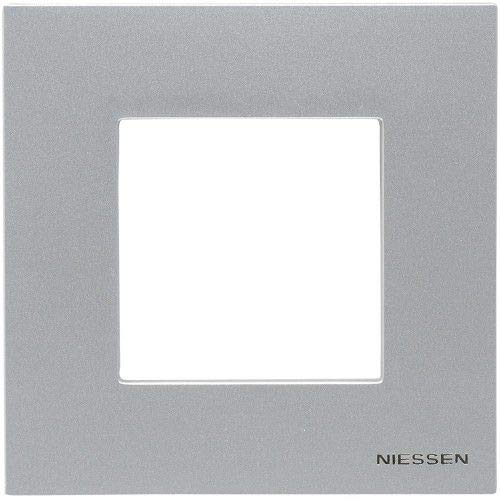 CABLEPELADO Marco compacto para 1 elemento Niessen Zenit | Marco de 1 elemento y bastidor | N2271PL | 85x85 mm | Apto para superficie y empotrar | Color Plata | 1 Elemento