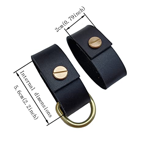 2 pack leather belt keepers+1 solid brass buckles keychains,leather belt keepers for men and women2