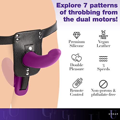 Strap U Double Take 10X Double Penetration Vibrating Strap-On Harness - Purple, Harness Fits Waists Up To 41 Inch Around (Af864-Purple) #TOP3