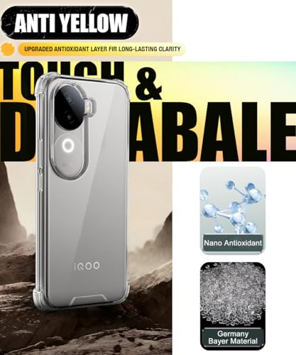 Image of WOW IMAGINE Ultra-Hybrid Crystal Clear Back Case for iQOO Z9s 5G | Vivo V40e 5G | Shockproof Design | Camera Protection Bump | Hard Clear Mobile Back Cover with Cushioned Edges - Transparent