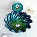 KunMai Blue&Green Seashell Wave Tempered Glass Bathroom Vessel Sink & Waterfall Faucet Set Chrome