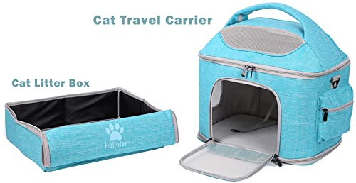 Caixa de areia portátil para viagem para gatos com tampa, caixa de areia dobrável para carro e gato