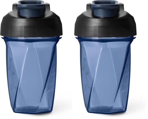 Image of YETI Yonder Helimix Vortex Blender Shaker Bottle Holds up to 20oz | No Blending Ball or Whisk | USA Made | Portable Pre Workout Whey Protein Drink Shaker Cup | Dishwasher Safe, Navy (Pack of 2)