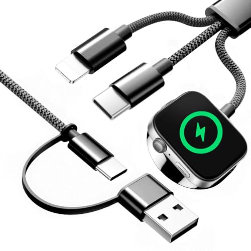 Multi Charger Cable for Apple Watch, Travel Essential 3 in 2 Charger Cord for iPhone, USB C Cable Compatible with iWatch Ultra,Black-5FT-New