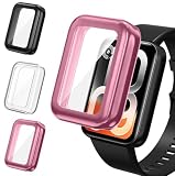 iVoler 3 Pezzi Cover con Pellicola Protettiva per Xiaomi Smart Band 10 PRO (Non per Edizione in Ceramica), Copertura Completa Custodia Anti-Graffio Sottile Morbida TPU Case, Trasparente + Nero + Rosa