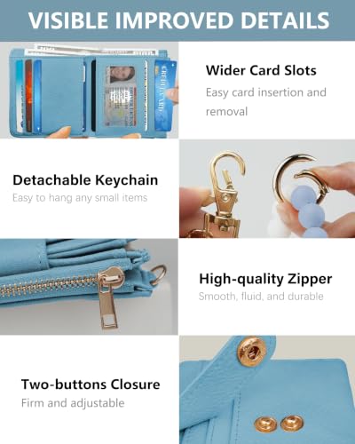 Image of Wristlet Wallets for Women,Keychain Wallet RFID Small Wallet | 10 Card Slots,2 ID Windows,Cash Compartment,Zipper Coin Pocket,Wrist Strap & Keychain,Shopping,Travel and Daily Use