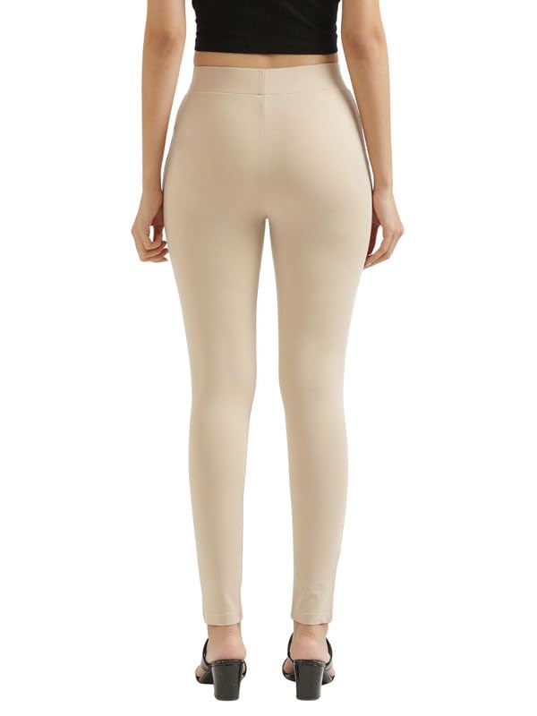 Image of SAADAA Women's Regular Fit High Rise 4-Way Stretchable Pants Yoga, Formal, and Regular Skinny High Waist Leggings 2 Deep Pockets Elastic Waistband Durable Interlock Stitching