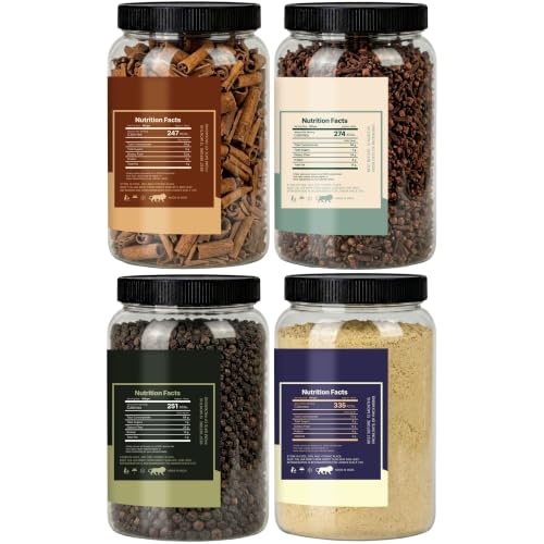 Image of LILA DRY FRUITS Indian Winter Spices Masala Combo | Dry Ginger, Black Pepper, Cinnamon & Cloves 100 Gms Each