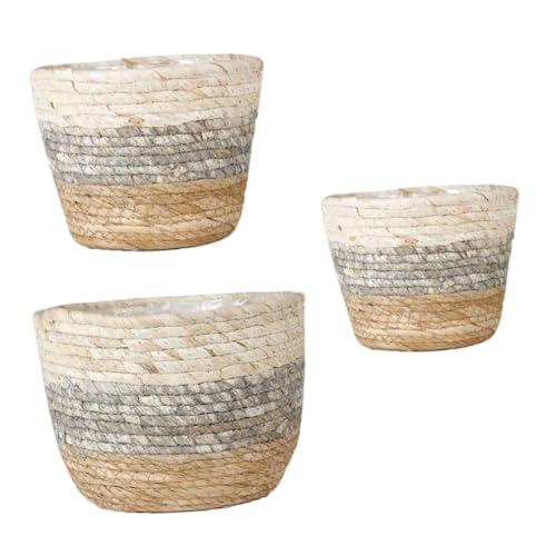 Pot de fleurs tissé intérieur cache-pot décoratif maison 3 pièces