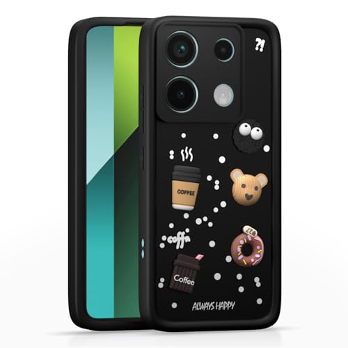 Image of Outlouders Back Cover for Redmi Note 13 Pro 5G / Poco X6 5G | 3D Cartoon Cute Fun Bear | Silicone Full Body Protection Bumper Case (Black)