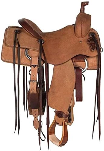 Western Horse Saddle Wade Tree A Fork Ranch Roping Work Handmade Tooled Carved Premium Leather Equestrian Trail Horse Saddle for Horse Riding Size: 10-18 inches Seat, OS36