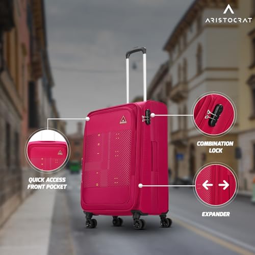 Image of Aristocrat Duralite Cabin Trolley Bag, 55Cm | Combination Lock | 8 Wheels | 3 Years International Warranty | Red