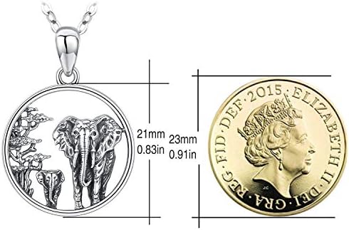 CHENGHONG Elephant Necklace for Women Men 925 Sterling Silver Lucky Elephant Pendant Mother and Daughter Family Design Jewellery Gifts for Mum Girls Teens