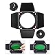 Godox BD-04 Barn Door Metall Scheunentür und Wabengitter und 4 farbige Gelfilter,kompatibel mit Standard-Reflektoren Bowens Mount Kompatibel GODOX LED NEEWER Amaran Aputure LED Video Light