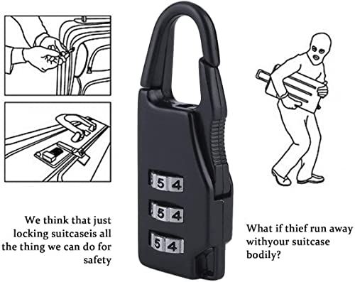 1 Pc New Security 3 Combination Travel Zinc Alloy Suitcase Luggage Bag Jewelry Boxes Tool Chests Code Lock Zipper Padlock(Color:black) Useful #TOP3