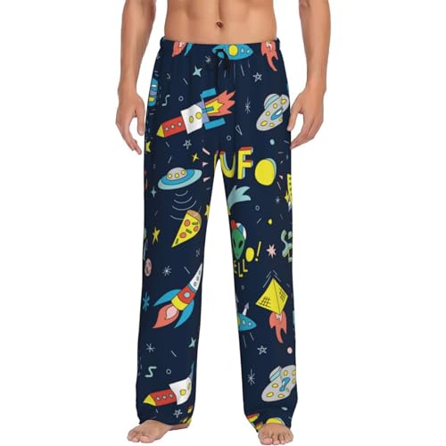 Funny Spaceships Mens Pajama Pants Comfy Lounge Pjs Pants Casual Pajama Bottoms