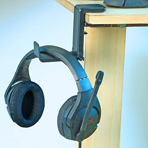Soporte Universal para Auriculares, Gancho Organizador de Montaje, Diseño Bajo Escritorio | Ideal para Auriculares de PC Gaming, con Brazo Ajustable y Giratorio, Clip Integrado para Gestión de Cables miniatura 3