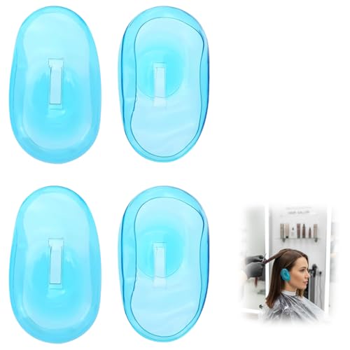 DOKRIN Cuffie doccia Copriorecchie blu fai da te per parrucchieri, 4 pezzi, strumenti di bellezza per parrucchieri e centri benessere, proteggono le orecchie dalle macchie
