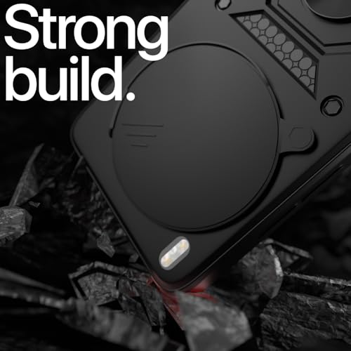 Image of Pikkme Back Cover for Vivo X300 Pro 5G | 360 Protection Case | Sliding Camera Shield Cover & Ring Holder Stand D10 Tough Armor Bumper Case (Black)
