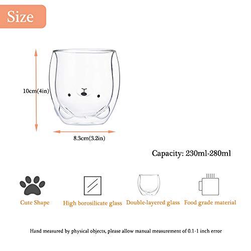 Bear Mug Cute Mugs Glass Double Wall Insulated Glass Espresso Cup, Kawaii Cup, Coffee Cup, Tea Cup, Milk Cup, Best Gift For Women Office And Personal Birthday Christmas (Bear) #TOP3